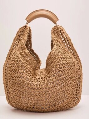Vici Salt and Sun Woven Crochet Straw Hobo Bag